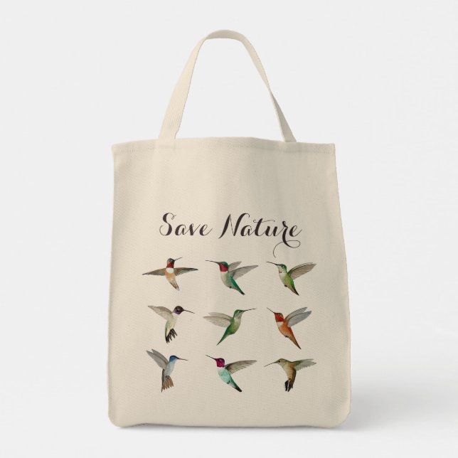 Tote Bag Sauvez la nature Colibris d'Amérique du Nord (Dos)