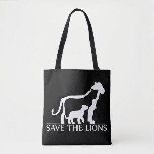 Tote Bag Sauvez les lions (blancs)
