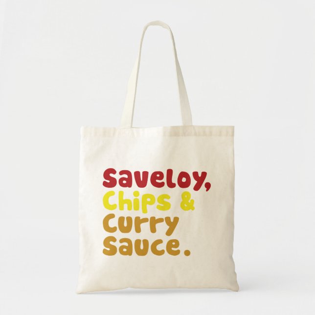 Tote Bag Saveloy, chips & Curry Sauce. (Devant)