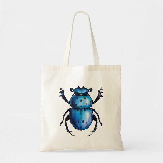 Tote Bag Scarab Beetle Art Blue Insect Entomologie (Devant)