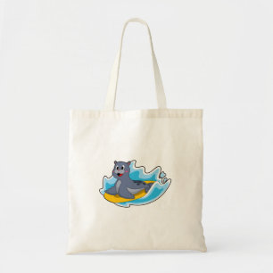 Tote Bag Sceau comme surfeur avec Surfboard