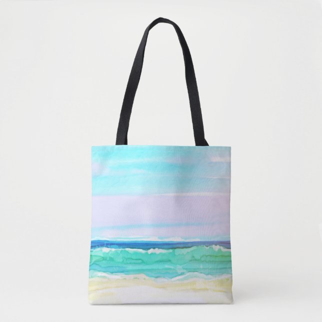 Tote Bag Scène 1 de plage d'aquarelle (Devant)