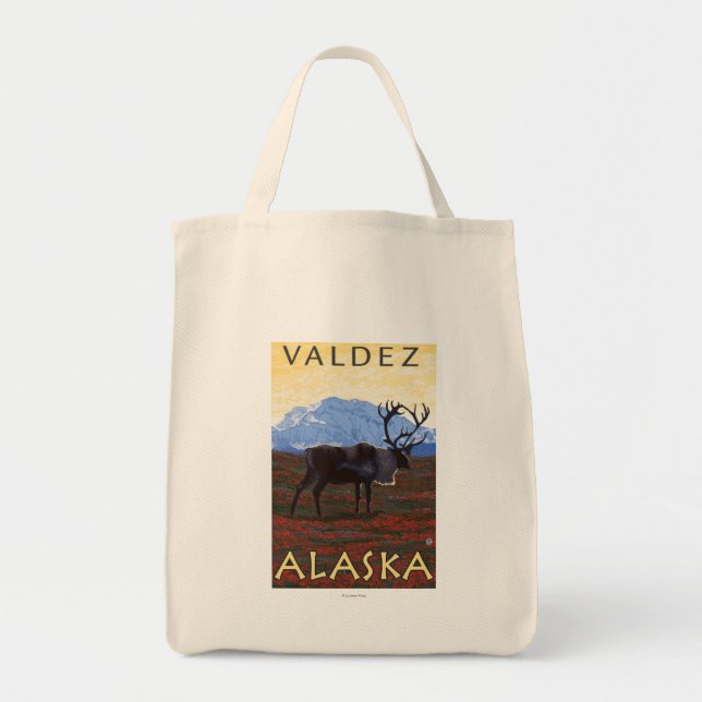 Tote Bag Scène Caribou - Valdez, Alaska (Devant)