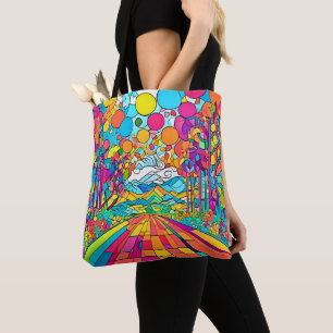 Tote Bag Scène colorée de parc de dessin animé