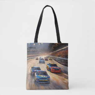 Tote Bag Scène de course haute vitesse colorée au crépuscul