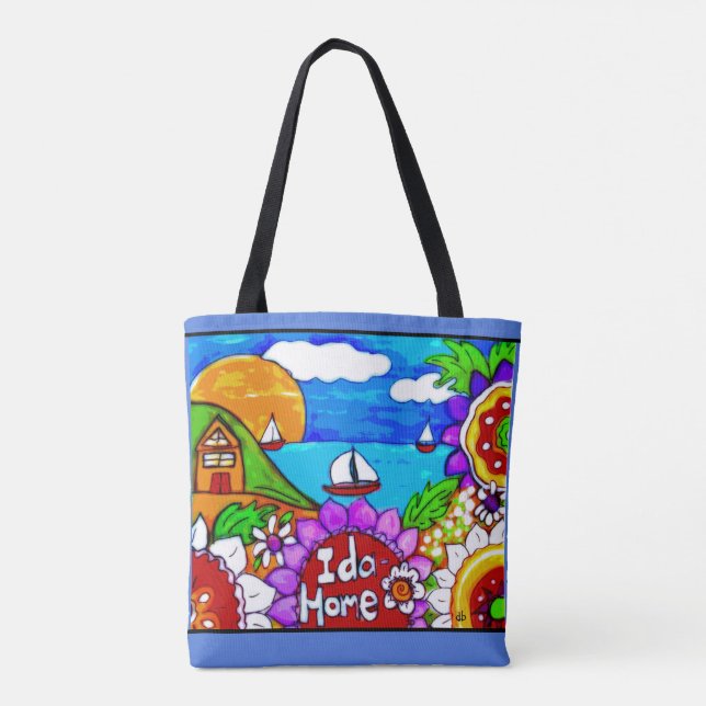 Tote Bag Scène de lac Idahome, maison bienvenue de l'Idaho (Dos)
