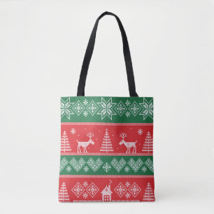 Tote Bag Scène d'hiver : vintage motif sans soudure