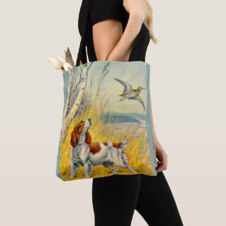 Tote Bag scène forestière avec chien et oiseau