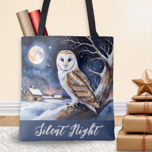 Tote Bag Scène hivernale enneigée Chouette effraie