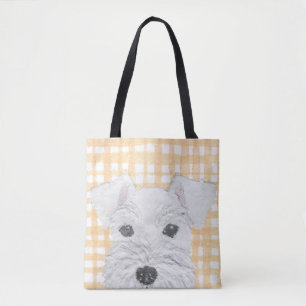 Tote Bag Schnauzer, blanc, moderne