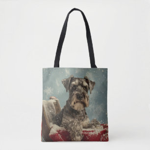 Tote Bag Schnauzer Chien Festif de Noël