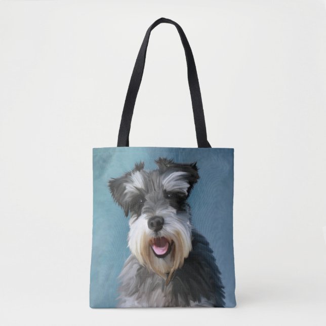 Tote Bag Schnauzer Miniature peinture couleur de l'eau (Devant)