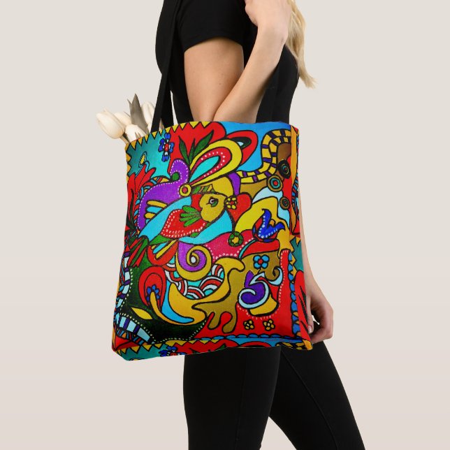 Tote Bag Schoudertas d'art joyeux d'Ibiza (De près)