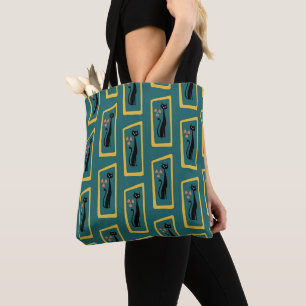 Tote Bag Schrödinger's Cat Mid Century bleu foncé moderne