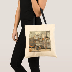 Tote Bag Science-fiction urbaine vintage Paris, Steampunk