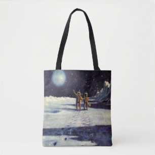 Tote Bag Science-fiction vintage Astronaute Aliens sur la L