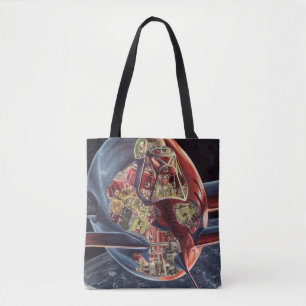 Tote Bag Science-fiction vintage Astronaute Fusée Vaisseau 