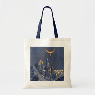 Tote Bag Science-Fiction vintage, Croissant Lune Planète Ne