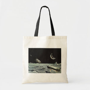 Tote Bag Science-fiction vintage, Fusées spatiales Lune Pla
