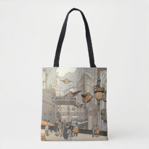 Tote Bag Science-fiction vintage Paris urbain, Steam Punk