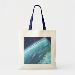 Tote Bag Science-fiction vintage, Terre la nuit avec des ét