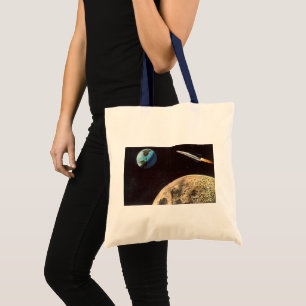 Tote Bag Science-fiction vintage, vaisseau spatial au-dessu