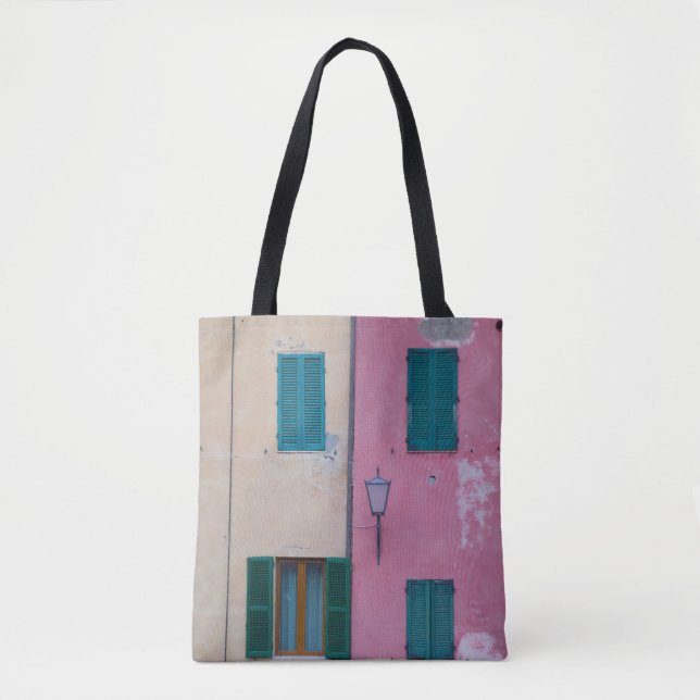 TOTE BAG SCONCE EXTÉRIEURE NOIRE SUR MUR PEINT ROSE (Devant)