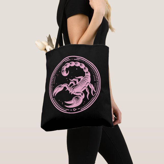 Tote Bag Scorpion rose Astrologie Scorpion SIGNE Zodiaque (De près)