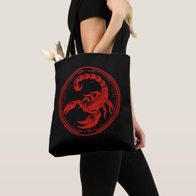 Tote Bag Scorpion rouge Astrologie Scorpion SIGNE Zodiaque (De près)