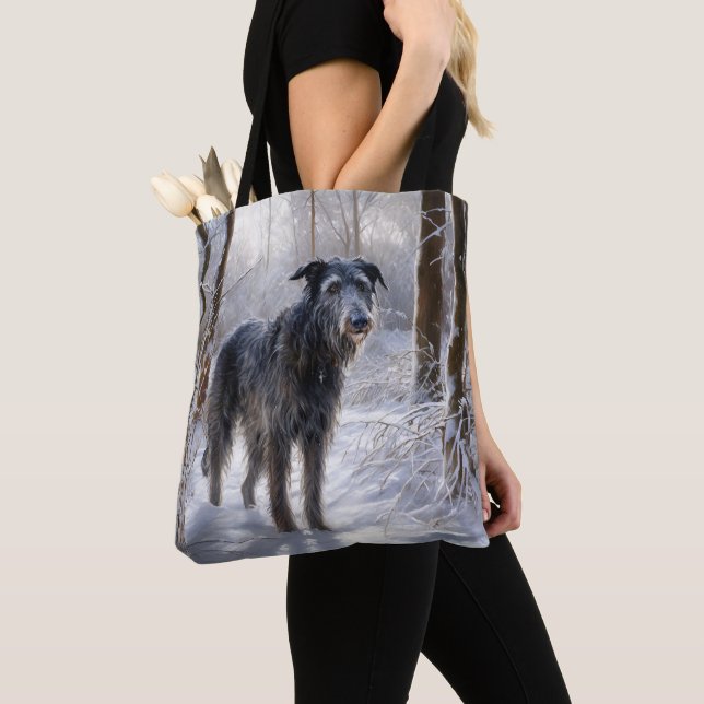 Tote Bag Scottish Deerhound Laissez-le neiger Noël (De près)
