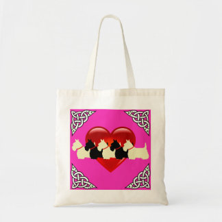 Tote Bag Scottish Terrier noir/blanc, tresse brillante, coe