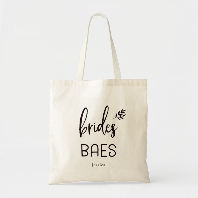 Tote Bag Script botanique tendance | Brides Baes (Devant)