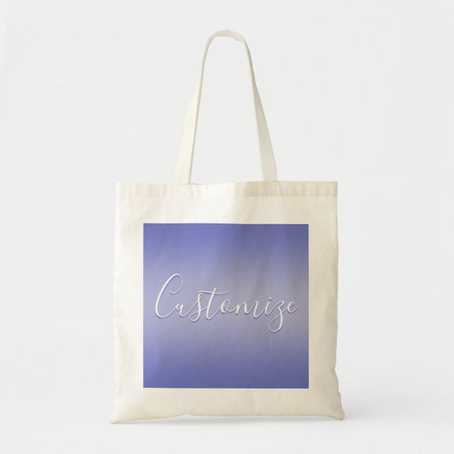 Tote Bag Script cursif modifiable | Violet blanc et violet (Devant)