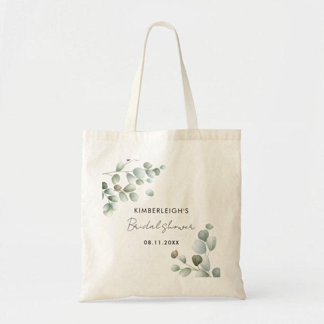Tote Bag Script de Baby Shower Mariage avec du feuillage d' (Devant)