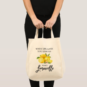 Tote Bag Script de brosse moderne Limoncello Lemons Épiceri