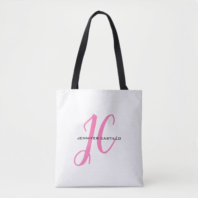 Tote Bag Script de calligraphie professionnelle Monogramme  (Devant)