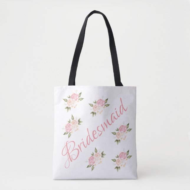 Tote Bag Script Floral rose mignon (Devant)