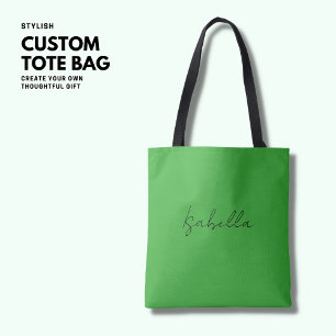 Tote Bag Script minimaliste simple vert manuscrit