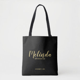 Tote Bag Script moderne Black&Gold Accueil Bridesmaitres
