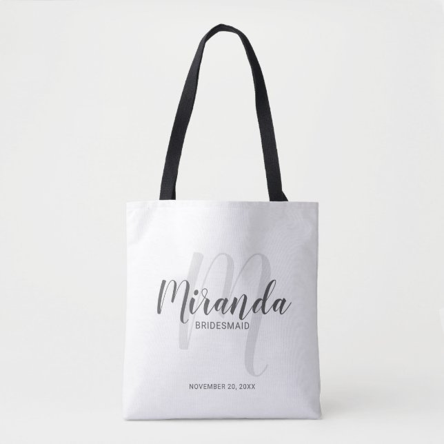 Tote Bag Script moderne, Bridesmaitres personnalisées (Devant)
