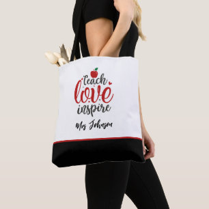 Tote Bag Script Moderne Enseigner Amour Inspirer Enseignant