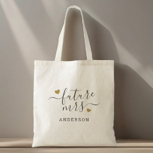 Tote Bag Script moderne Gold Hearts Futur Mme.