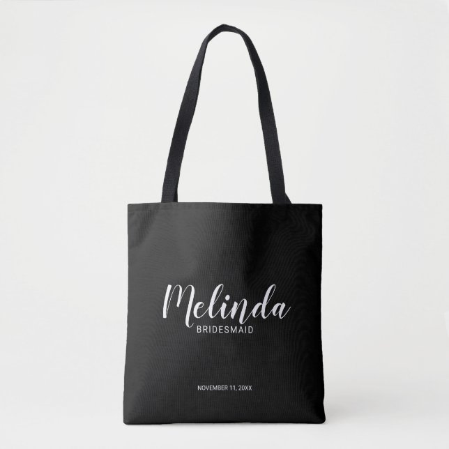 Tote Bag Script moderne noir demoiselle d'honneur personnal (Devant)