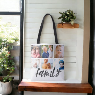 Tote Bag script personnalisé de collage photo de famille 6