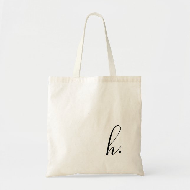 Tote Bag Script personnalisé initial noir monogramme  (Devant)