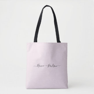 Tote Bag Script rose pâle moderne et minimaliste Nom person