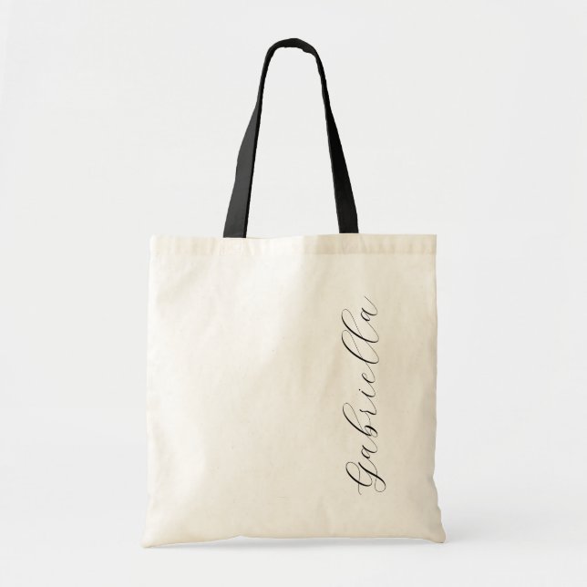 Tote Bag Script vertical moderne nom nuptiale cadeau à (Devant)