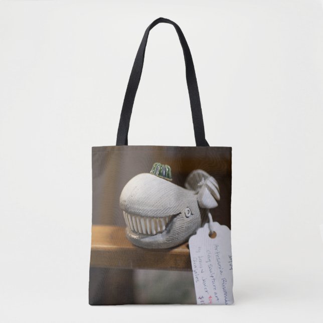 Tote Bag Sculpture de baleine en bois de Whimsical (Devant)