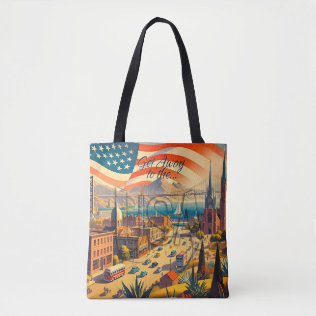 Tote Bag Se rendre aux États-Unis (Devant)