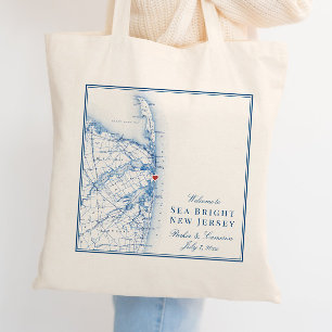 Tote Bag Sea Bright New Jersey Carte Élégante Bienvenue Mar